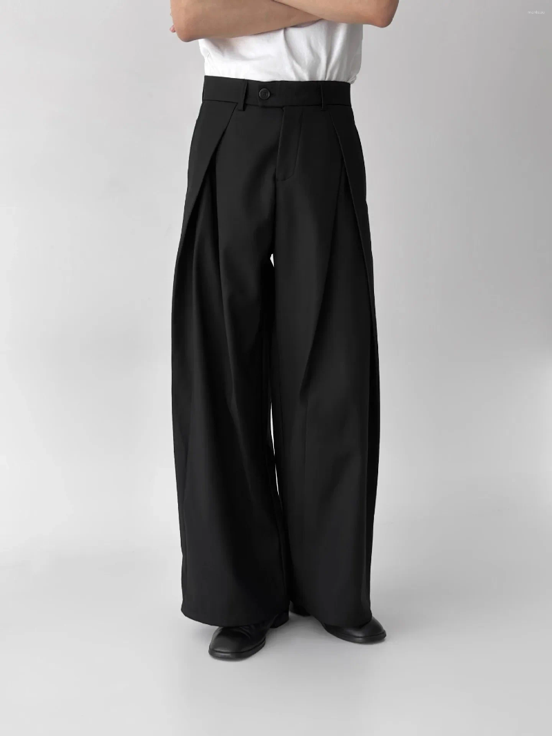 Men's Pants Spring-Autumn High-End Feel Loose-Fit Straight-Leg Casual Trousers Blacktrousers Slim Fit Wrinkled