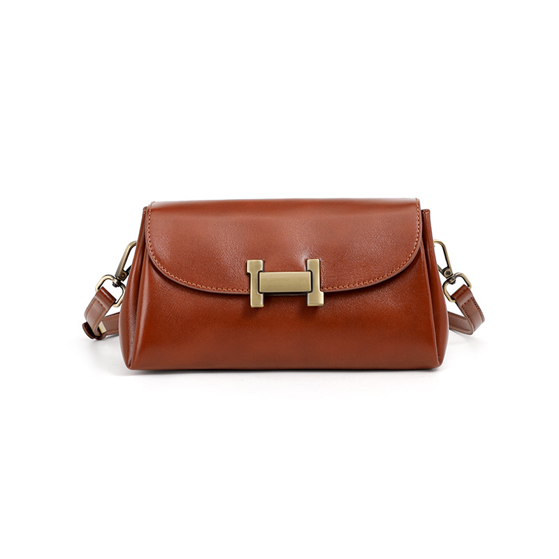 Sophisticated Ladies' Minimalist Square-Shaped Leather Bag - Perfect for Commute and Leisure