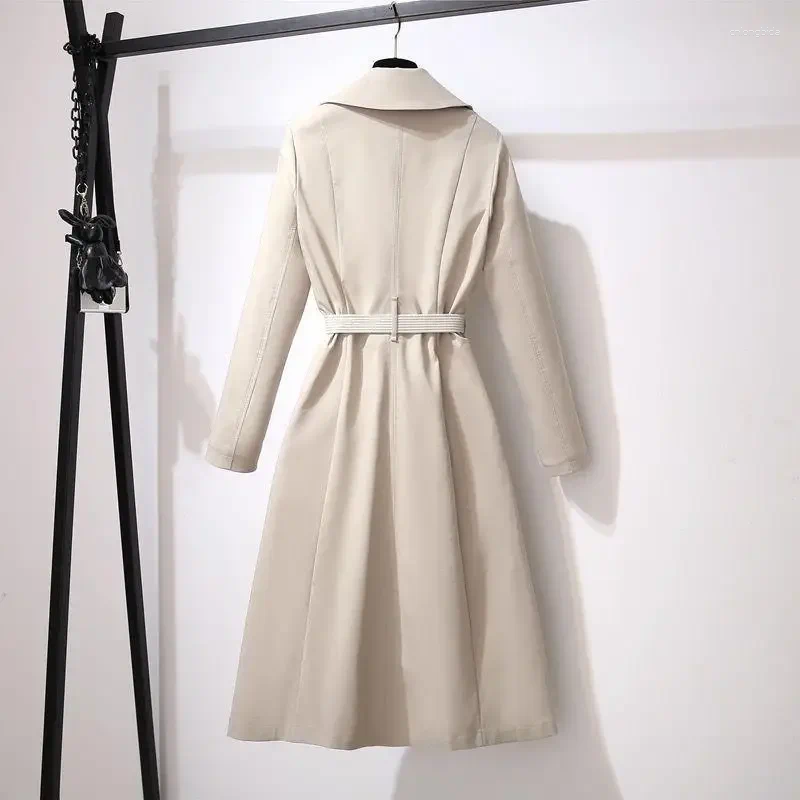 Womens Trench Coats 2025 Spring And Autumn Fashion Medium-Length Elegant Casual Windbreaker Jacket Korean Style Long Sleeve Overcoat