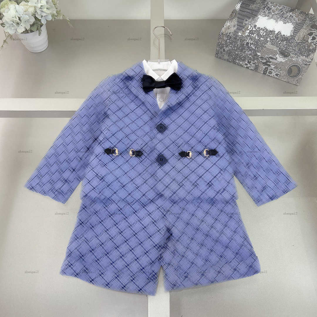 Luxury baby Tracksuits boys Tuxedos child formal dress kids designer clothes Blazers Grid logo printing jacket and shorts