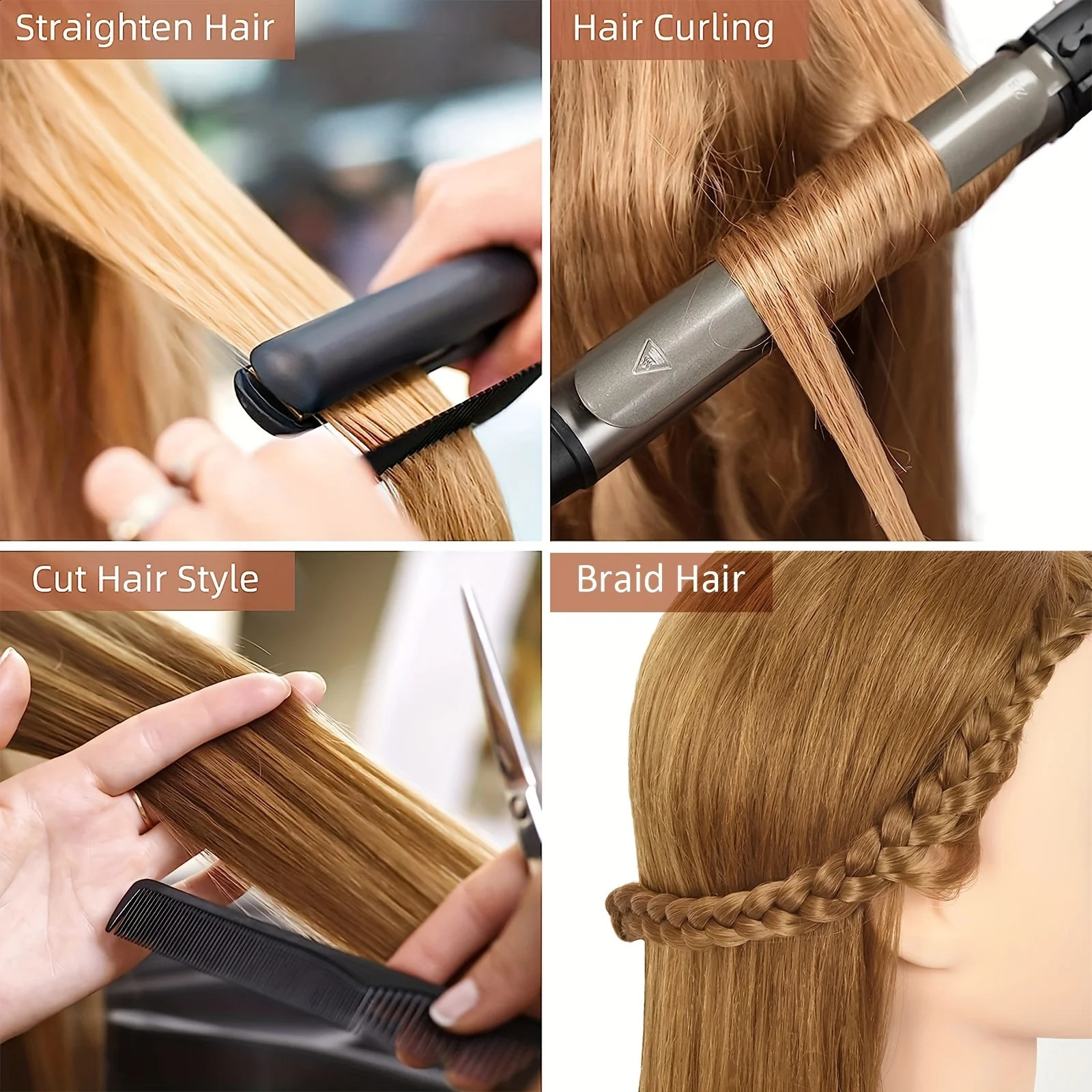 Mannequin Head with Human Hair 26-28Cosmetology Mannequin Doll Head For Hairdresser Practice Braiding Head 250114