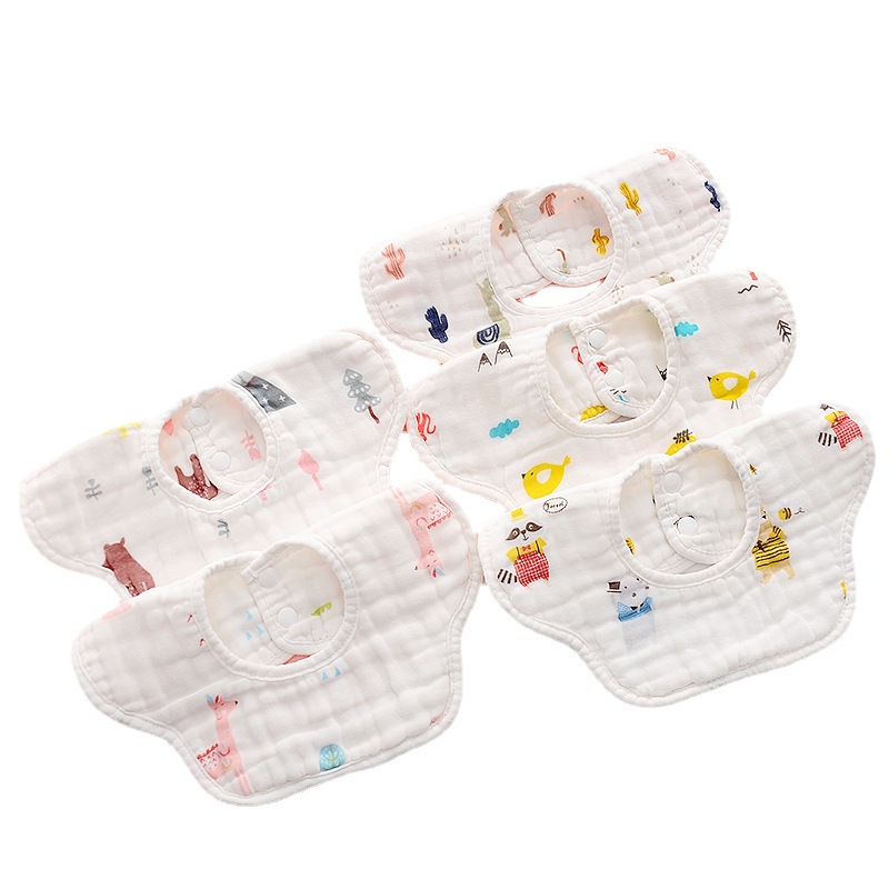Pure cotton baby bib 360 degree six layer newborn baby gauze petal bib