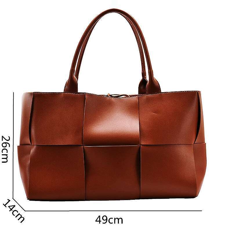 Large Capacity Soft PU Tote for Women 2021 Designer Bag Woven Design Shoulder Shopping Handbags Ladies Fashion Purse