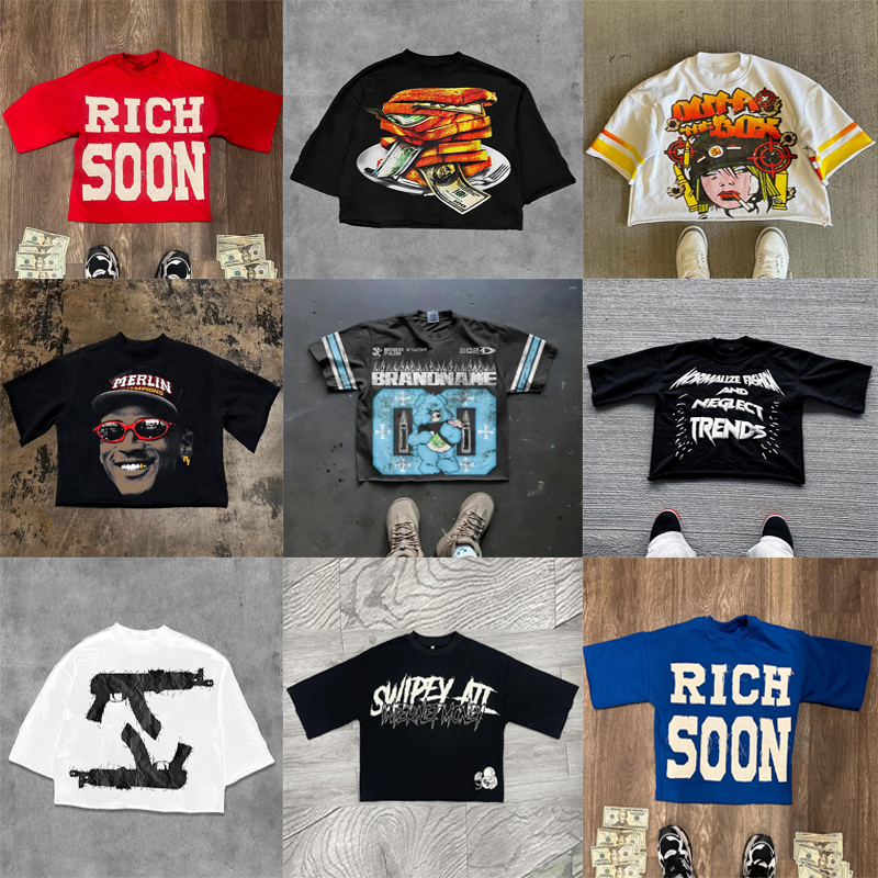 Men's T Shirts Designer T-shirt Street Fashion Trend Short-sleeved Round Neck Graffiti Printing Casual Loose