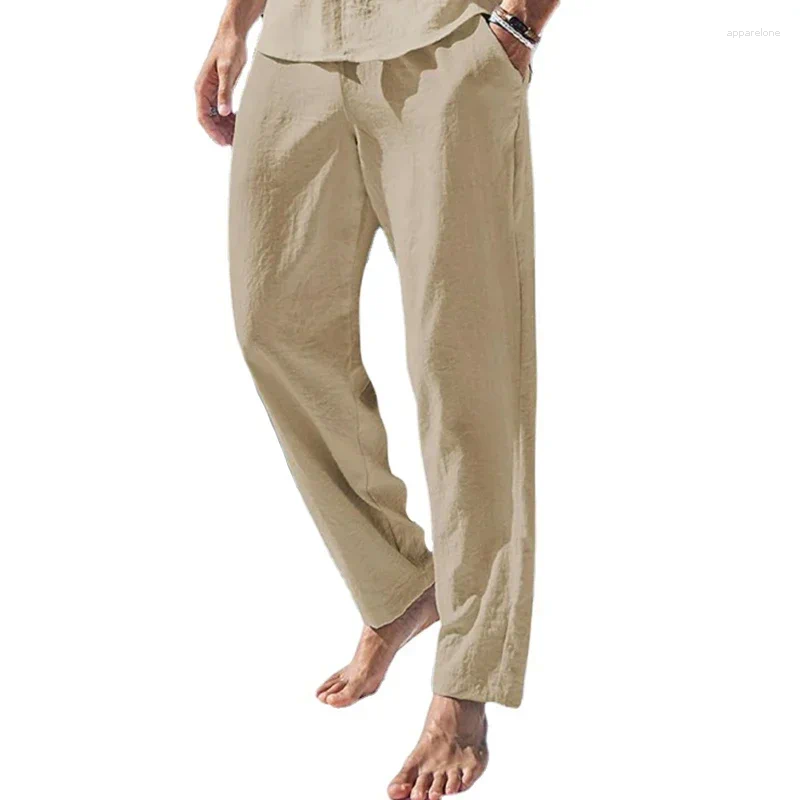 Mens Pants Linen Male Breathable Beach Trousers Fitness Lightweight Streetwear Cotton Sweatpants