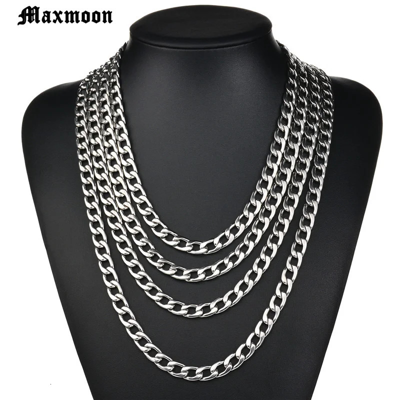 Men Simple 311mm Stainless Steel Cuban Link Chain Necklaces for Male Jewelry Solid Gold Black Tone Gifts Miami Curb 250114