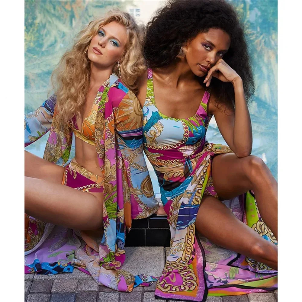 Push Up One Piece Swimsuit With Cover Up Sexy Swimwear Women 2025 Printed Swim Suits Female Bikinis Sliming Bodysuit Beachwear 250116