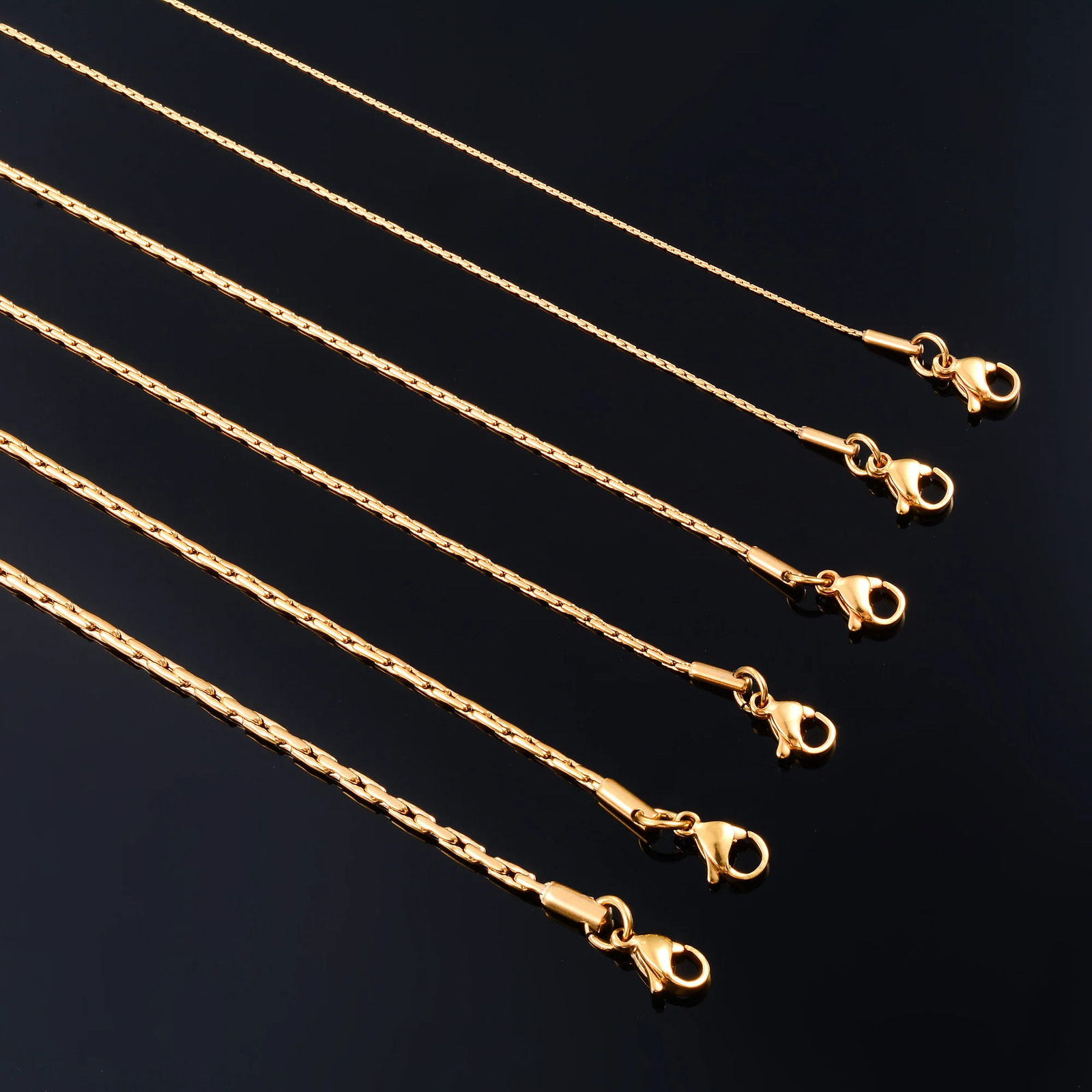 Gold Color Plated Thin Necklace Link Cable Chain 316L Stainless Steel Jewelry Accessories on Neck for Women Ladies Choker Gift 250114