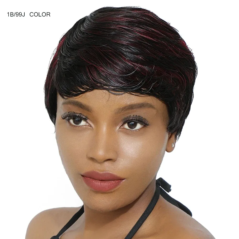 Wave None Lace Black Women's Brazilian Straight Hair No Glue Closure Wig 100% Human Heat Resistant e curly Wigs Short Bob Dailly