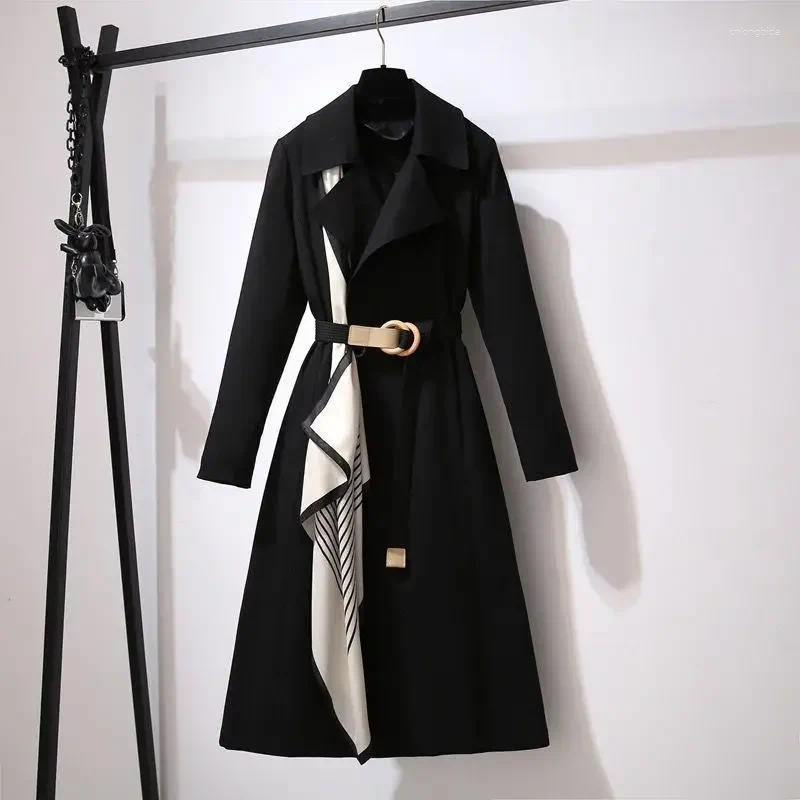 Womens Trench Coats 2025 Spring And Autumn Fashion Medium-Length Elegant Casual Windbreaker Jacket Korean Style Long Sleeve Overcoat
