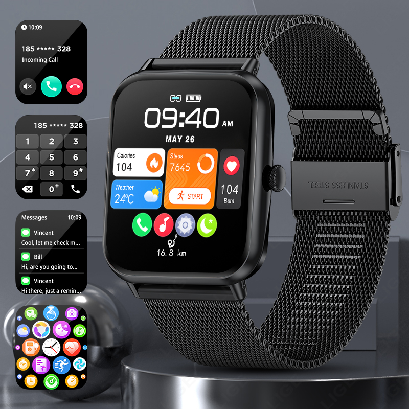 LIGE's latest Bluetooth smartwatch sports meter step multi-functional watch lift screen light sleep monitoring music control Bluetooth call Remot