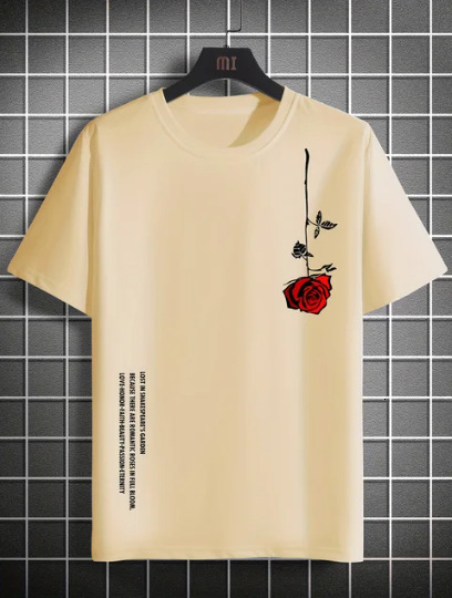 Summer mens fashion designer t-shirt tee high quality round neck top cotton short sleeved trendy classic rose print casual loose tshirts