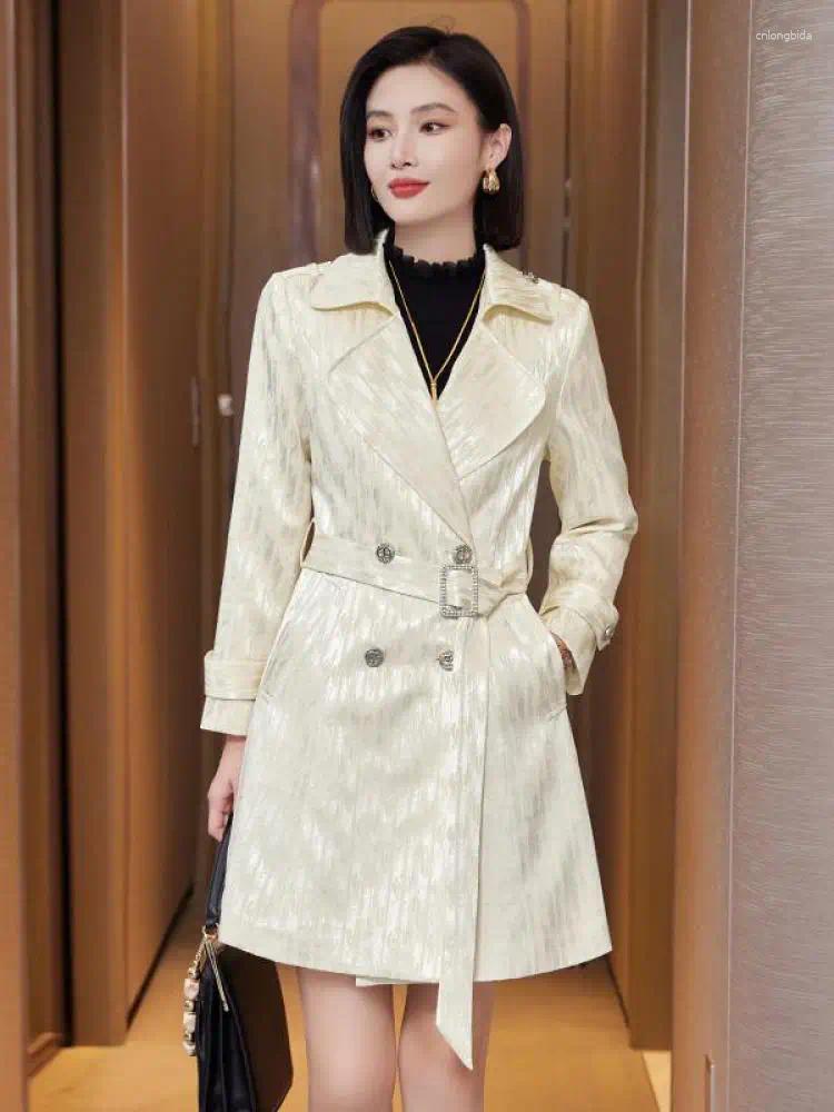 Womens Trench Coats Autumn Winter Vintage Black Elegant Double Breasted Coat Women Beige Long Sleeved Windbreaker Jacket 2025 Fashion Y2k