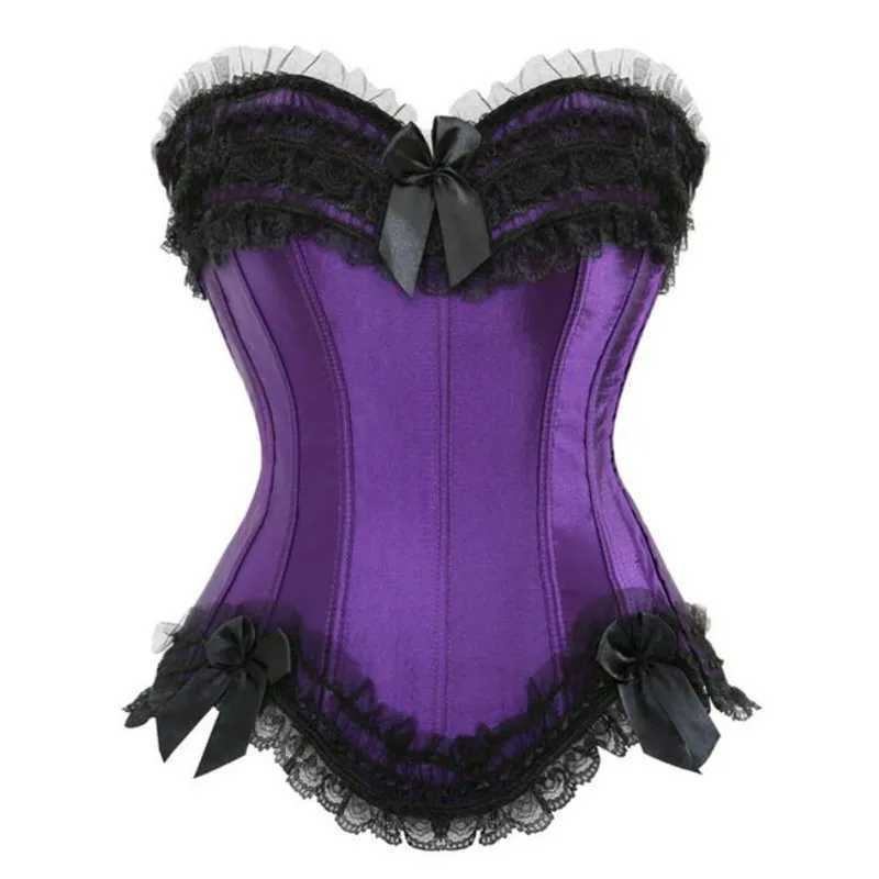 Womens Sexy Satin Overbust Corset Lace Up Corsets Bustiers Top Gothic Ladies Halloween Plus Size White Red Black Pink Corset W250120