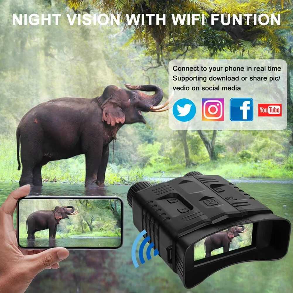 4K Night Vision Binoculars Device 10x Digital 800m Full Dark 8W Infrared WiFi Tescope Goggs For Cam Hunting Video Record W250116