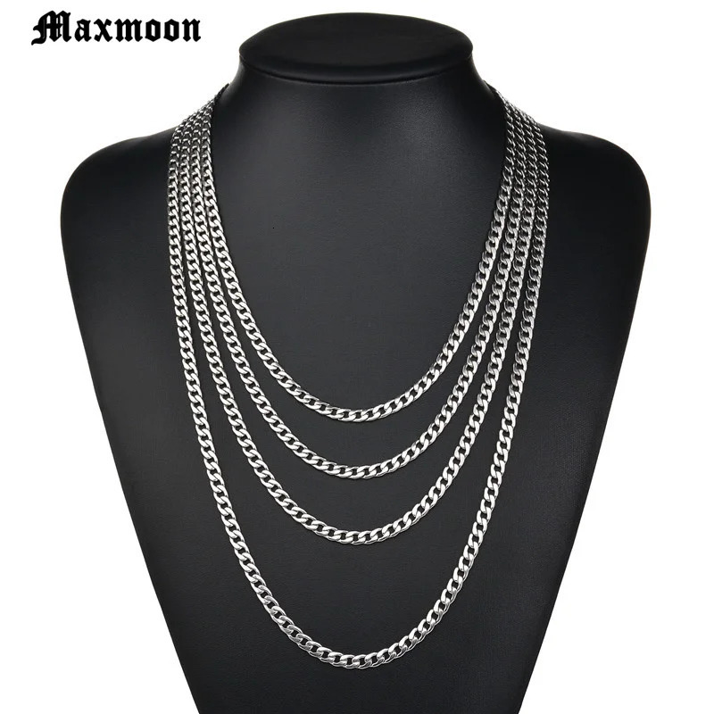 Men Simple 311mm Stainless Steel Cuban Link Chain Necklaces for Male Jewelry Solid Gold Black Tone Gifts Miami Curb 250114