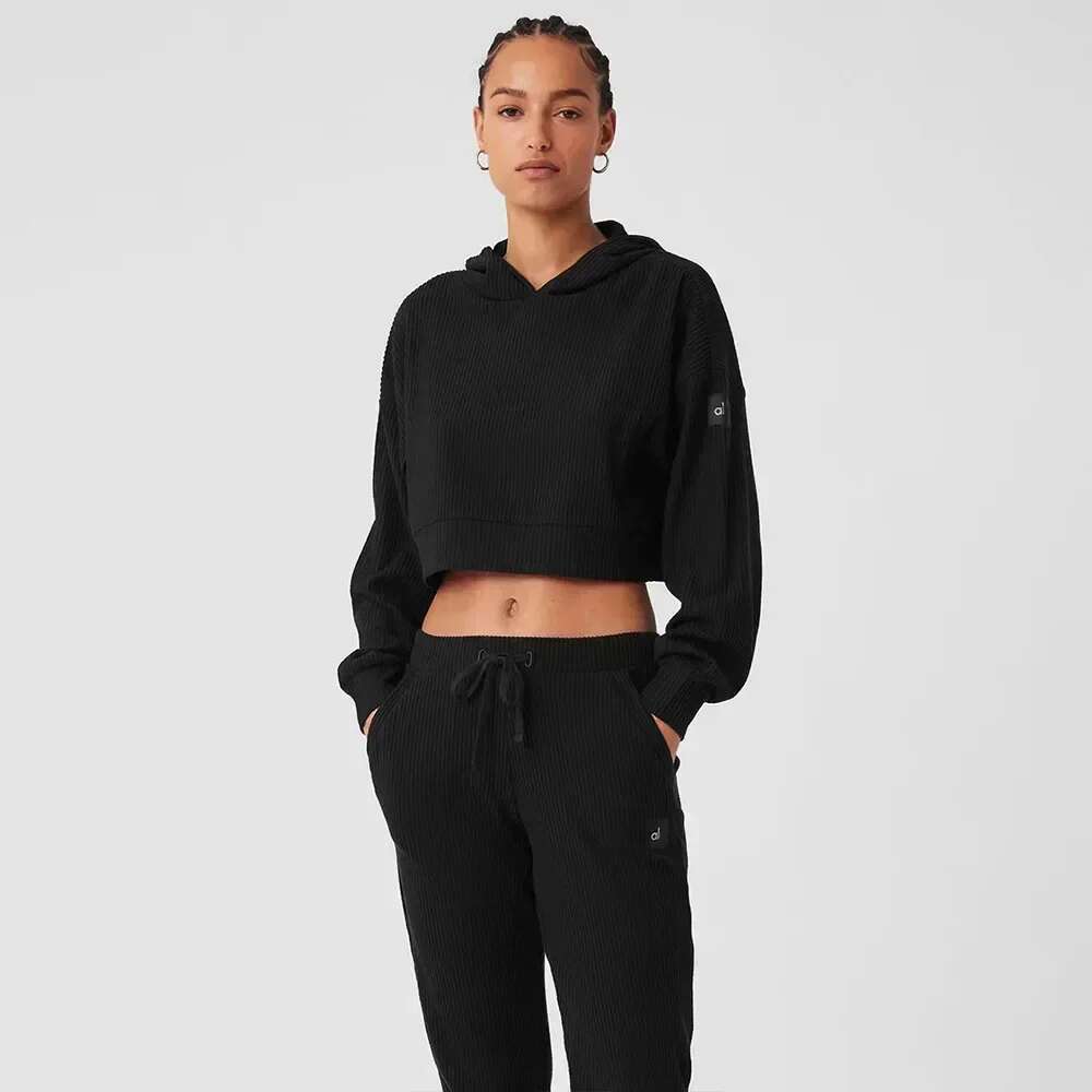 Set MUSE HOODIE SWEATPANT Short Side Split Top Sweat Shirt Loose Women's Hooded Yoga Ribbed Gym Workout Suit For Women