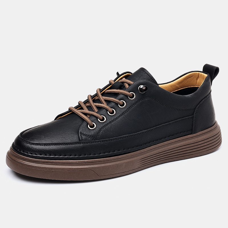 2025 Casual leather men's cowhide perforated business dress men's shoes summer breathable leather shoes driving shoes men