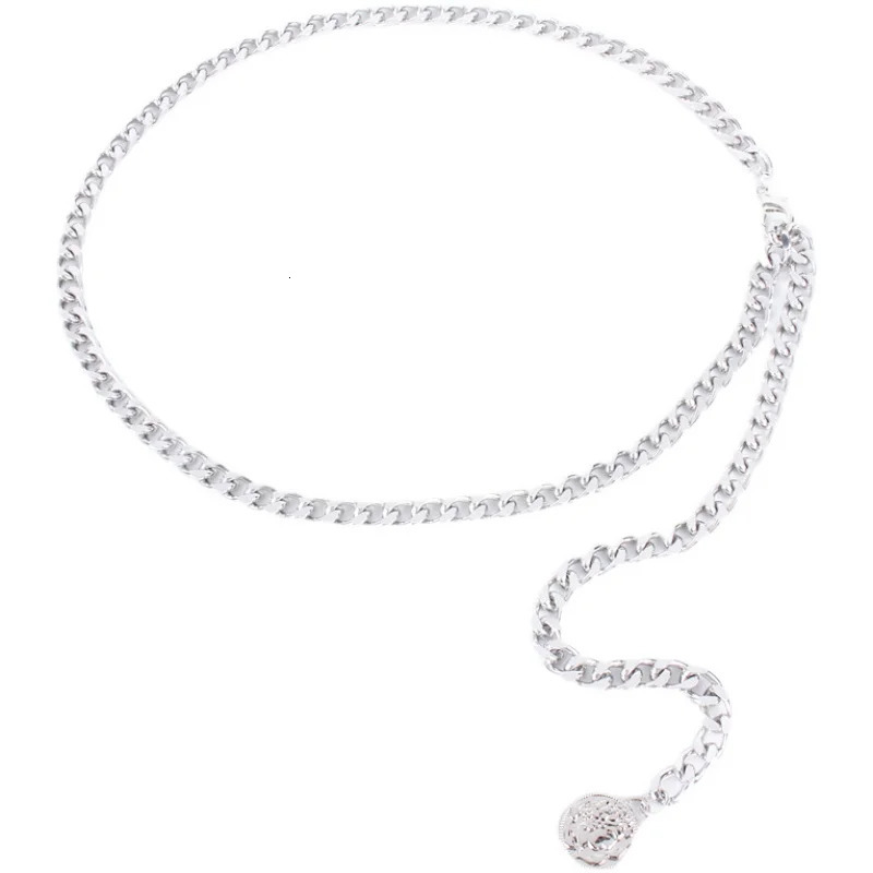 Fashion belt womens metal chain hip high silver gold pendant tassel belt womens accessories 250110