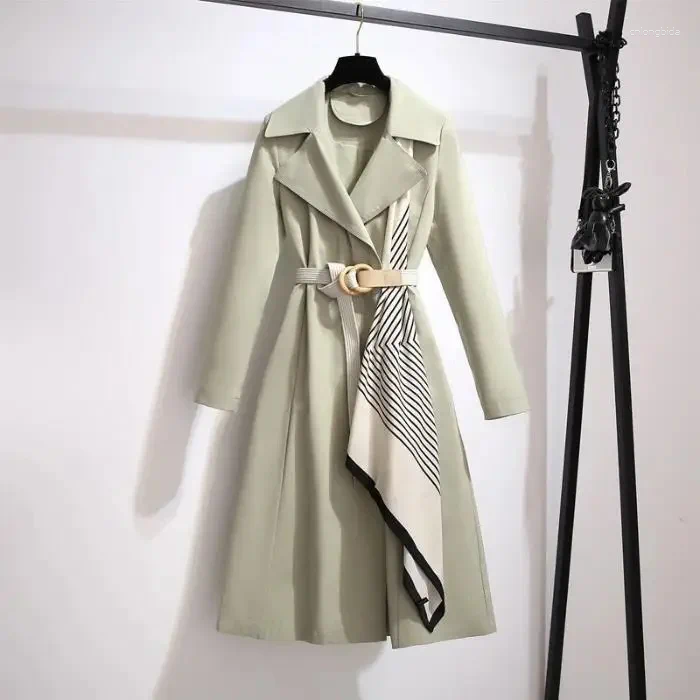 Womens Trench Coats 2025 Spring And Autumn Fashion Medium-Length Elegant Casual Windbreaker Jacket Korean Style Long Sleeve Overcoat
