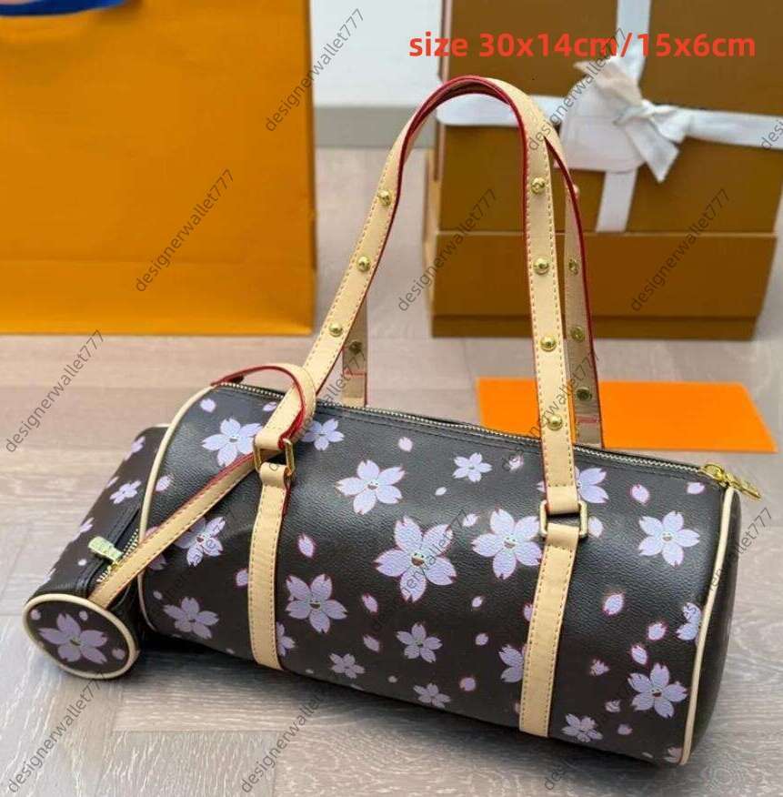 Womens designer bag murakami cherry blossom tote bags soft leather cross body shoulder Bags papillon women handbag graffiti pillow purse high quality M13269 M13097