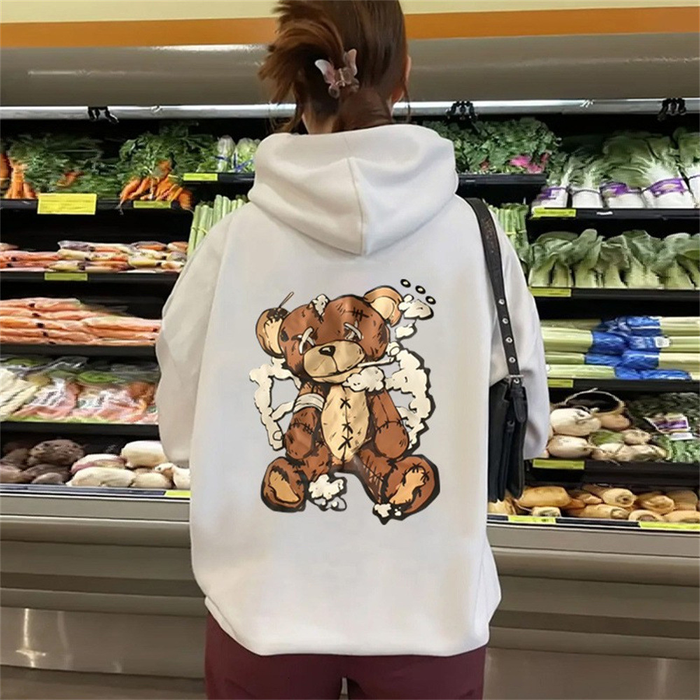 Autumn And Winter New Letter Fashion Printed Back Collar With Fleece Hooded Sweatshirt For Women 12