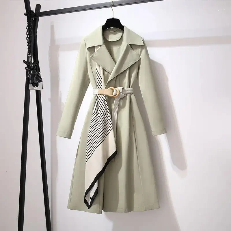 Womens Trench Coats 2025 Spring And Autumn Fashion Medium-Length Elegant Casual Windbreaker Jacket Korean Style Long Sleeve Overcoat