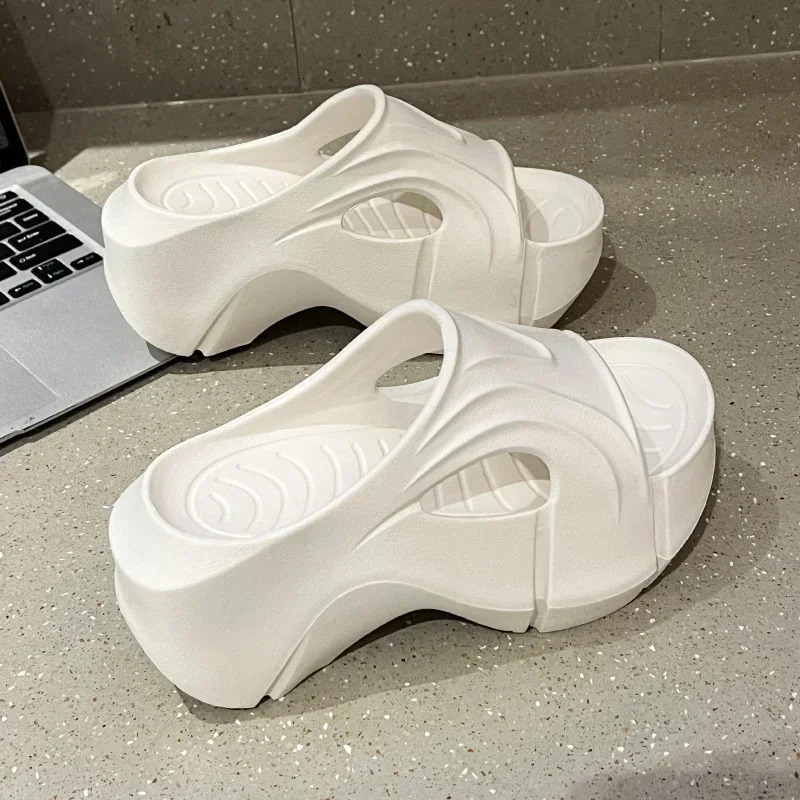 Summer Flip Flops Women Fashion Platform High Heel Slides Shoes Soft EVA Couple Outdoor Modern Beach Casual Slippers Women 250117
