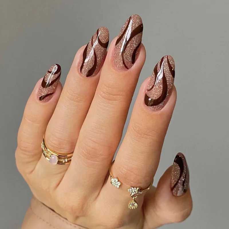 24pcs/box Ballerina Flase Nail Tips Colorful Ribbon Design Nail Art Almond Style Fake Nails Press on Nails Removable with GlueW250120