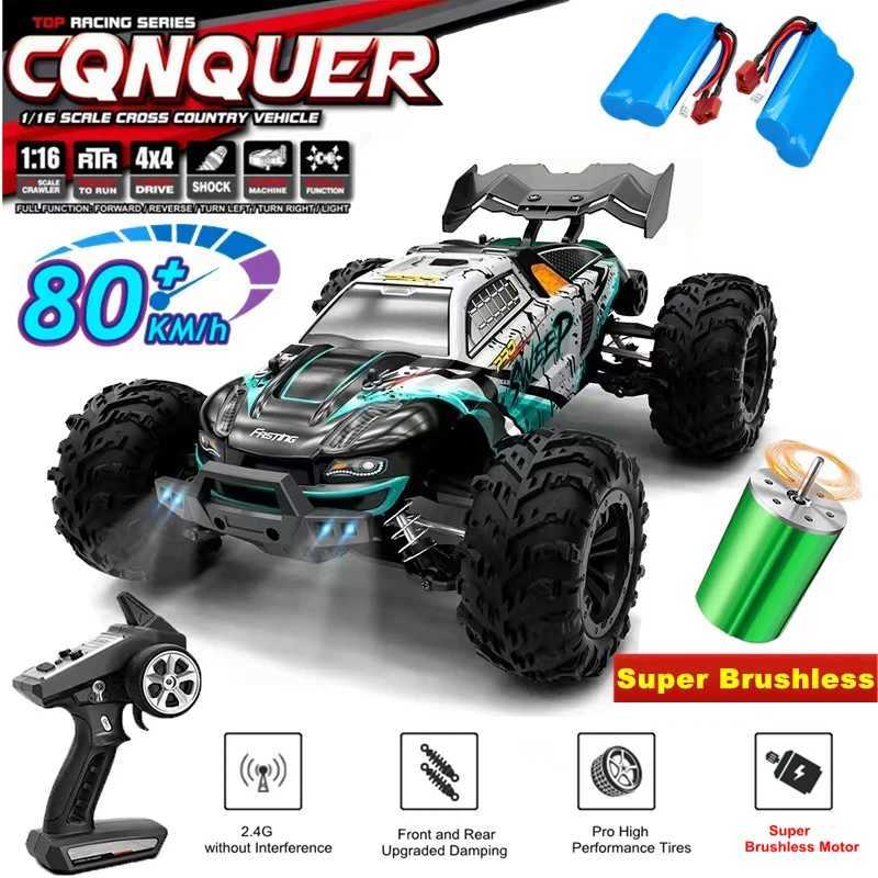 Super brushless 80KM or 50KM/H four-wheel drive RC car with LED remote control high-speed drift racing car 4x4 off-road truck childrens toys Y241102