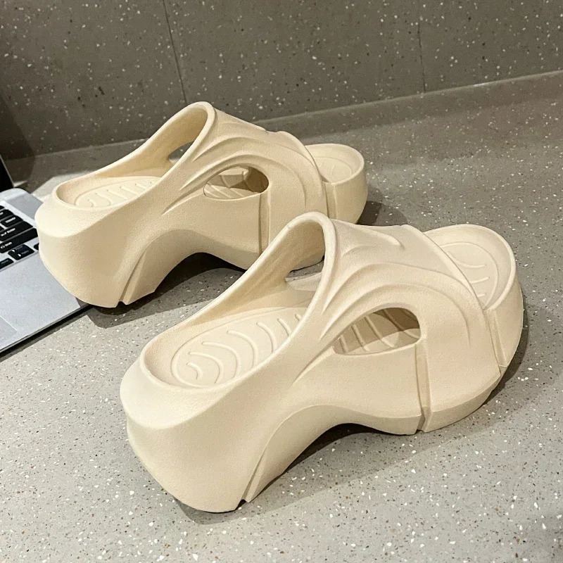Summer Flip Flops Women Fashion Platform High Heel Slides Shoes Soft EVA Couple Outdoor Modern Beach Casual Slippers Women 250117