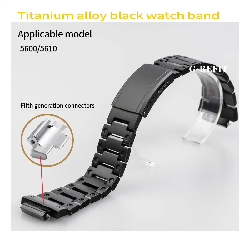 G-Refit 5TH alloy DW5600 G5600E GWM5610 GWB5600 Watchbands Bezel Strap Set Watchband Metal/Case black band With Tools 241230