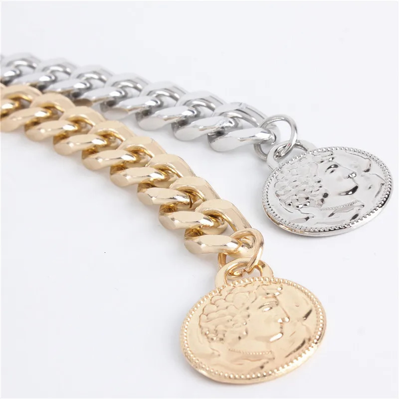 Fashion belt womens metal chain hip high silver gold pendant tassel belt womens accessories 250110