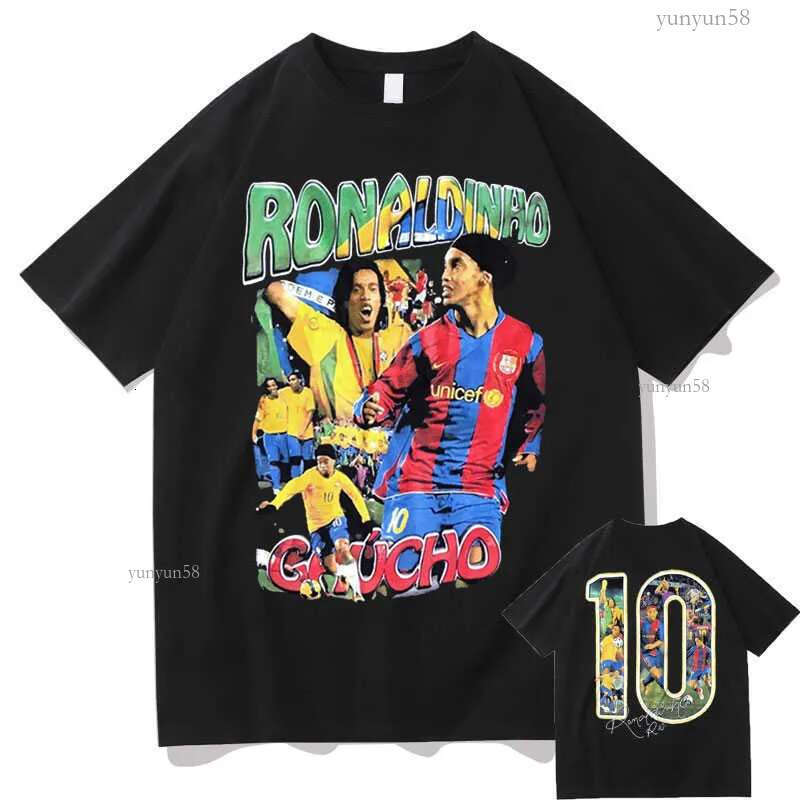 Men's T-Shirts Marino Morwood Ronaldinho Double Sided Graphic Tshirt Male Hip Hop Tee Oversized T Shirt Streetwear Men Fashion Casual T-shirts T2