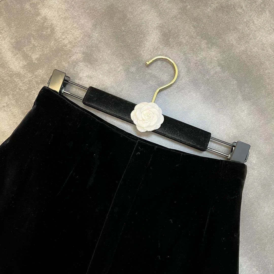 Black velvet shorts for womens outerwear with a high a with summer pants womens shorts 250118
