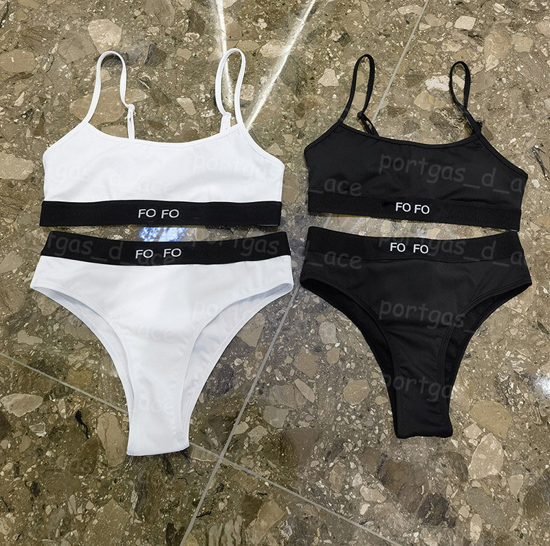 Letters Women Bikinis Tankinis Split Sexy Swimwear Summer Beach Bra Briefs Set White Black Luxury Designer Bathing Suits Beachwear