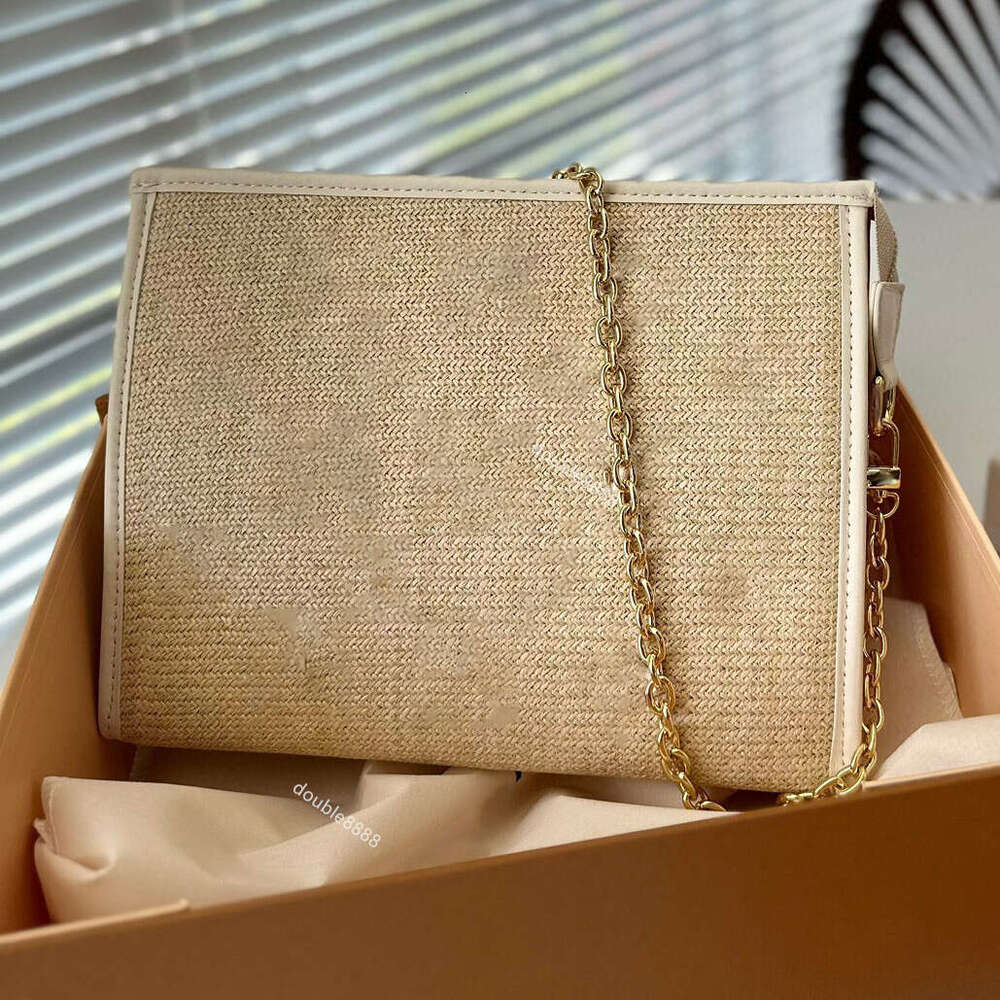 Toiletry bags Womens Clutch Phone Cosmetic Mini Pochette Toilet Beauty Case Accessories crossbody Straw chain shoulder bag beach bag messenger bag straw bag