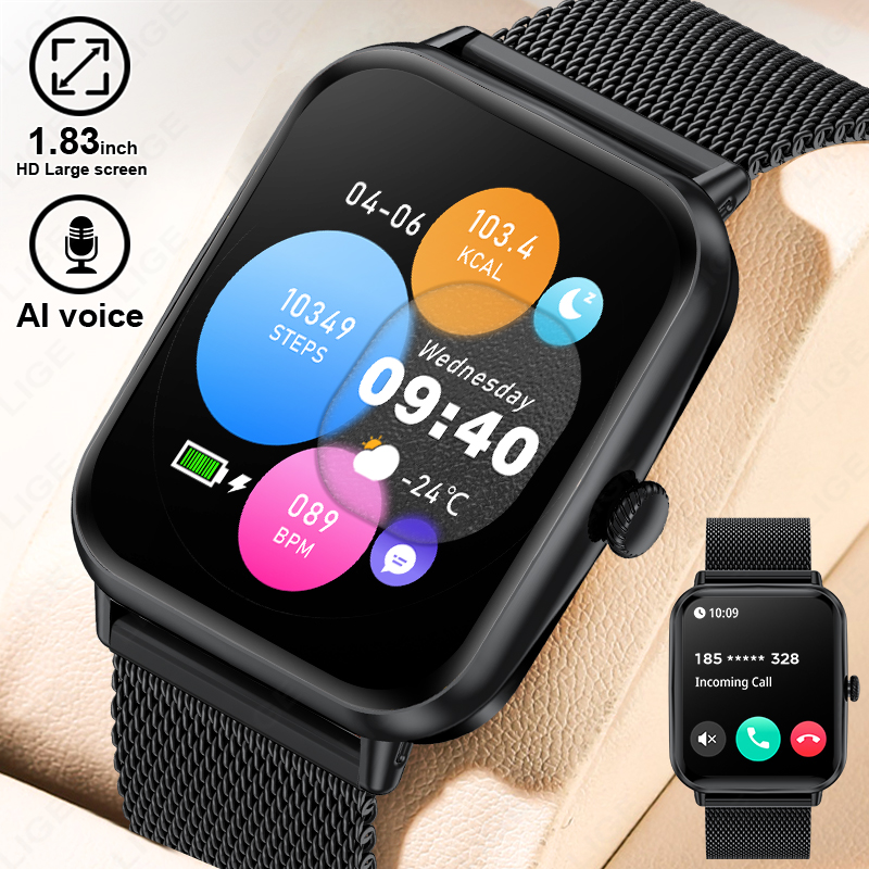 LIGE's latest Bluetooth smartwatch sports meter step multi-functional watch lift screen light sleep monitoring music control Bluetooth call Remot
