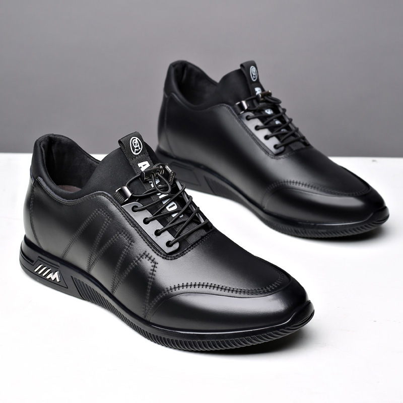 Leather 6cm invisible inner increase men's shoes Autumn breathable mesh surface sports casual shoes 8cm increase men's leather shoes 37-45 f