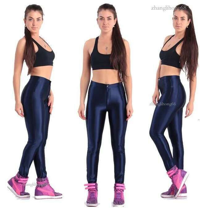 Women Fashion Brand New High Waist Candy Color Shiny Dance Disco Pants American A Pencil Workout Pants Hot Plus Size XL