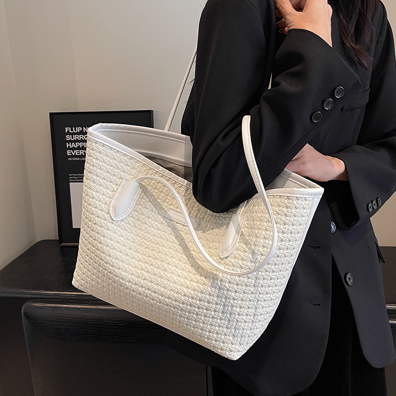 New Designer Minimalist Woven Handbag Large Capacity Computer Bag Casual Multifunctional High-quality Wallet Card Bag Outdoor Tote Bag