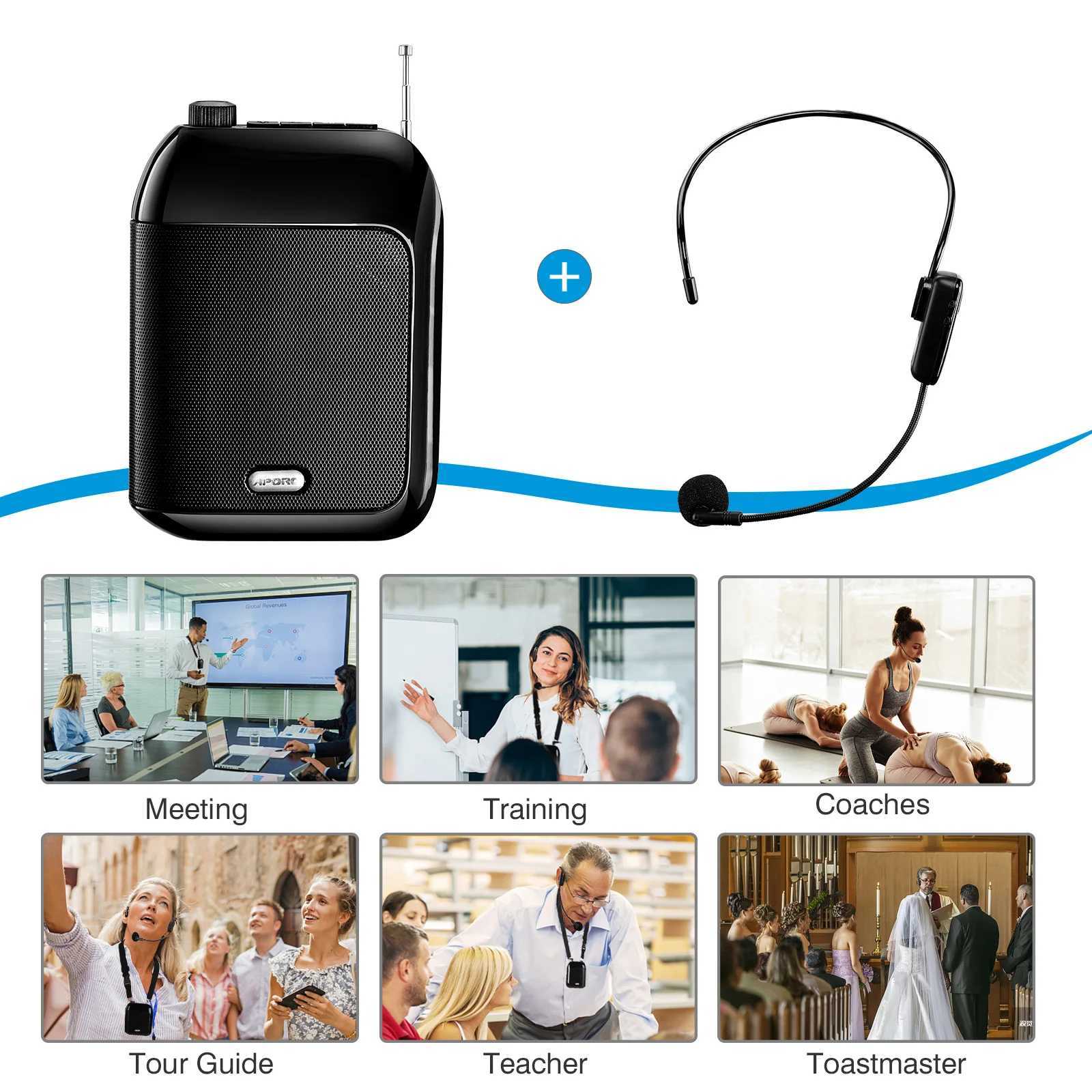 Loudspeaker box APORO T9 Megaphone Portable UHF Wireless Speaker 15W Cordless Vo Amplifier Loudspeaker 7.4V Lautspre FM Ra Z241128