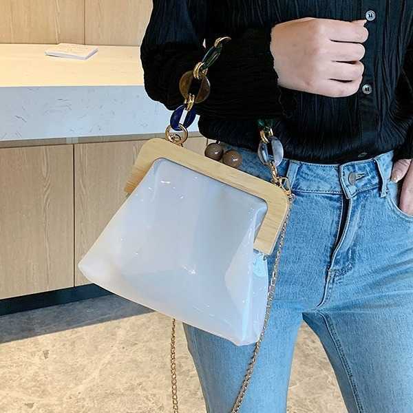 Transparent Beach Bag for Women | 2024 hot Chain Crossbody & Handheld, Versatile, Clip Closure
