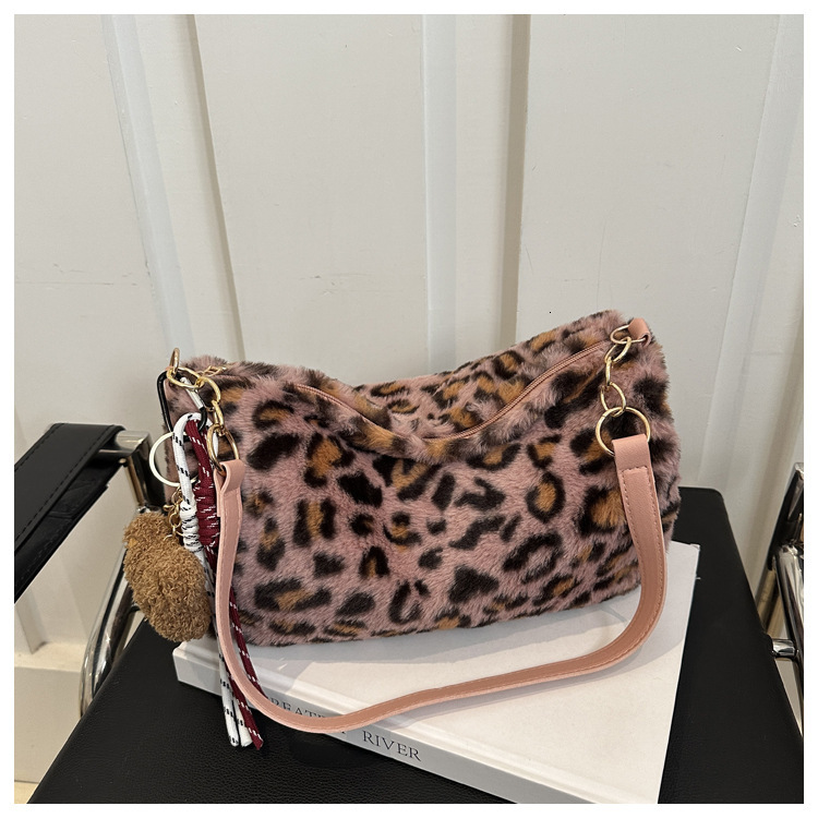 New Fashion Designer Leopard Print Shoulder Bag Casual Wallet Outdoor Handbag Card Bag Bowling Bag Trendy Street Bag