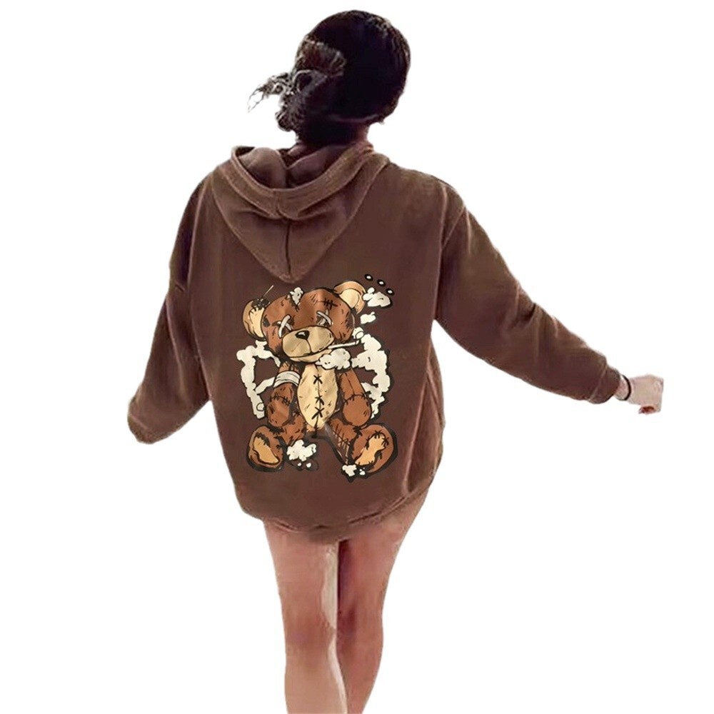 Autumn And Winter New Letter Fashion Printed Back Collar With Fleece Hooded Sweatshirt For Women 12