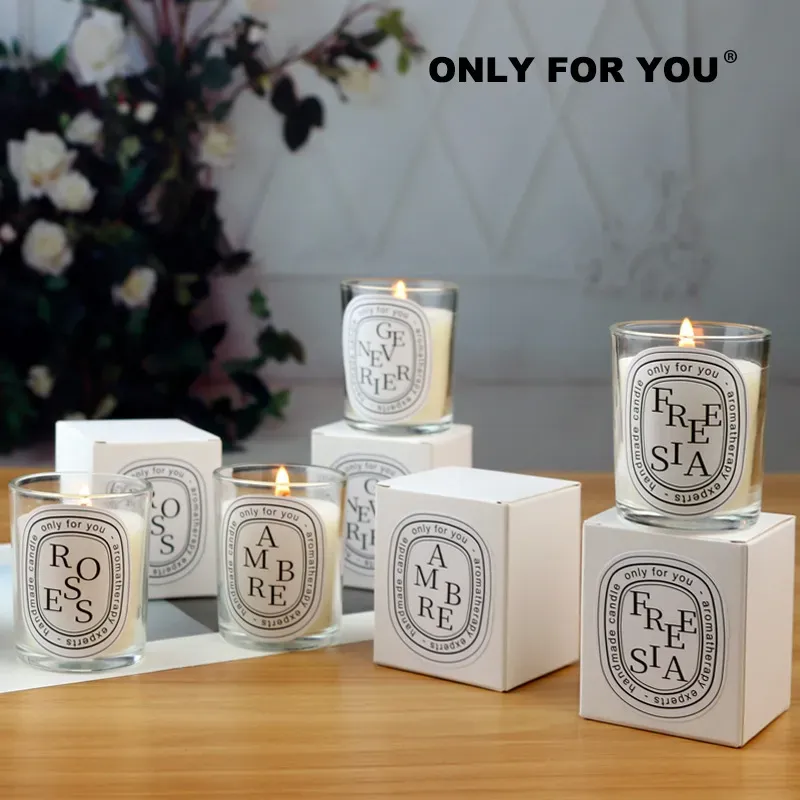 Aromatherapy French Scented Candle White Pure Natural Plant Essential Oil Lantern cherry blossom rose chamomile less Fragrance Hand Gift Home Decorati