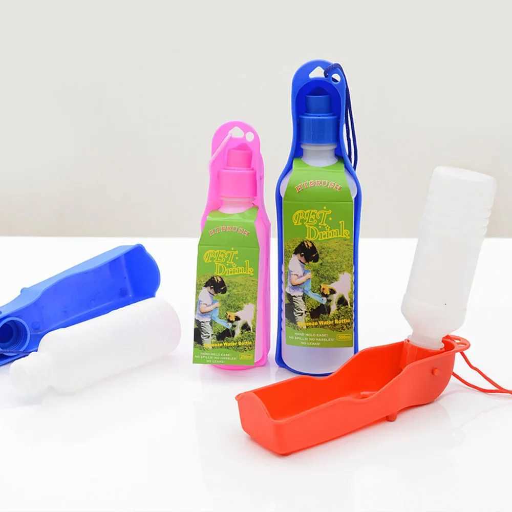 250/500ml pet cat and dog water bottle foldable portable beverage bottle travel outdoor beverage bowl Y250319