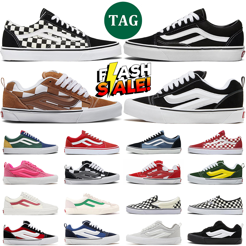 free shipping designer casual vanse shoes knu skool mens sneakers women trainers Canvas skate shoes Triple white black Flames size 35-44