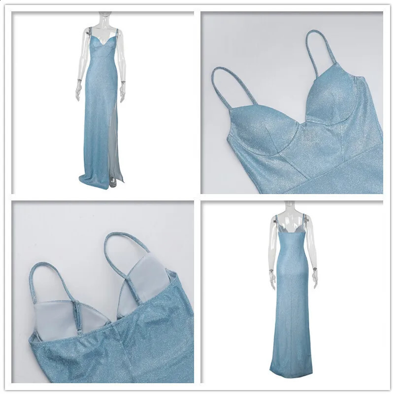 Avrilyaan Bright Silk Deep V High Slit Sexy Party Dress Women 2024 Summer Dress Nightclub Backless Bodycon Maxi Long Dresses 250113