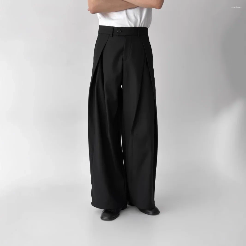 Men's Pants Spring-Autumn High-End Feel Loose-Fit Straight-Leg Casual Trousers Blacktrousers Slim Fit Wrinkled